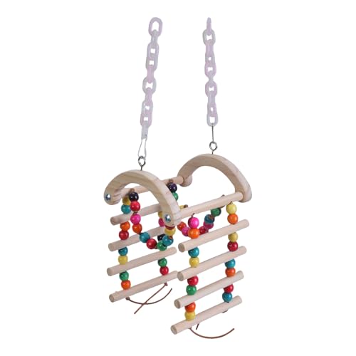 alloneslife Holzleiter Schwungspielzeug Mit Farbenfrohen Perlen Design Für Papageien Zur Verbesserung Der Körperlichen Und Mentalen Fähigkeiten Bird Barch Cage Toy von alloneslife