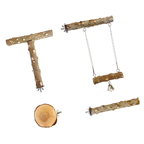 Vogelkäfig-Zubehör für Papageien aus Naturholz, 4 Stück, Kletterstangen, Schaukelstange, Spielzeug-Set Vogelkäfig-Zubehör für Papageien aus Naturholz, 4 Stück, Kletterstangen, Schaukelstange, Spielzeug-Set von alloneslife