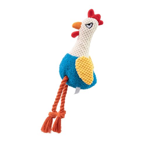 alloneslife Quietschende Plüsch Rooster Hundekau Seilspielzeug Mit Baumwollberuhigungsstärke Für Innenhöhe Freien Outdoor Pet Entertainment Interaktion Quietschendes Haustier von alloneslife