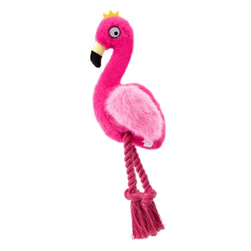 alloneslife Schöne Plüsch Flamingos Hund Kaut Spielzeug Wattestäte Seil Quietscht Interaktion Zähne Reinigung Rassen Unterhaltung Spielset Squeaky Plüschhundspielzeug von alloneslife