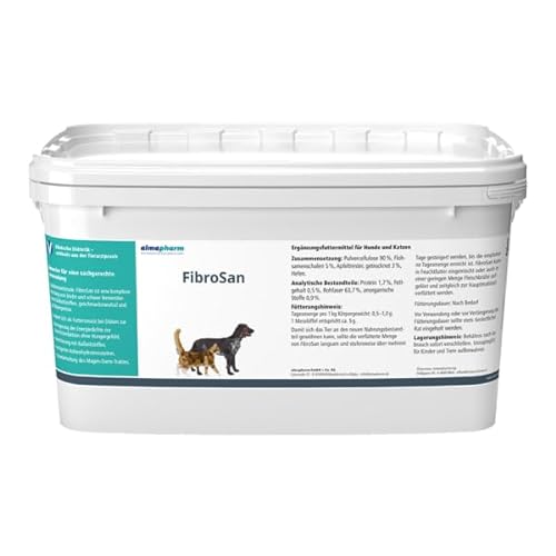 almapharm FibroSan | 1 kg | Ergänzungsfuttermittel für Hunde und Katzen | Leichtverdauliche Ballaststoffergänzung mit Cellulose | Zur Gewichtsreduktion ohne Hungergefühl von almapharm