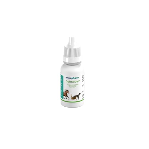 almapharm OphtalVet Augentropfen | 15 ml | Augentropfen für Hunde, Katzen, Nager, Pferde und Reptilien | Sterile isotonische Lösung | Keine Schmiereffekte und Putzreizauslösung von almapharm