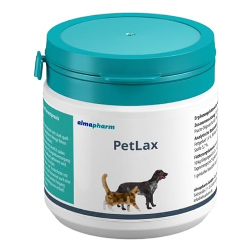 almapharm PetLax | 100 g | Ergänzungsfuttermittel für Hunde und Katzen | Mit Quellstoffen zur sanften Anregung des Kotabsatzes | Zum Ausgleich faserstoffarmer Futterrationen von almapharm
