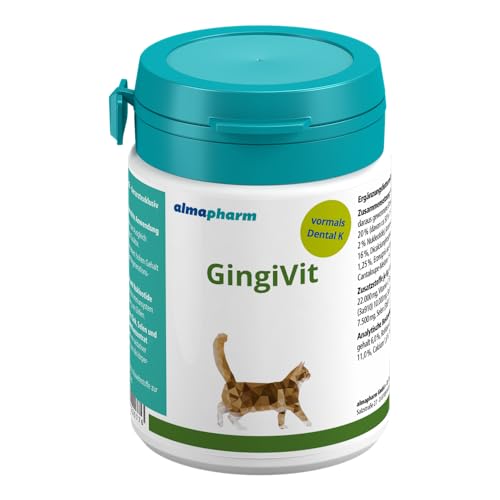 almapharm GingiVit | 125 Tabletten | Ergänzungsfuttermittel für Katzen | Zur Unterstützung des Zahnfleischs, der Mundschleimhaut und des Zahnhalteapparates | Hoher Enzymgehalt von almapharm