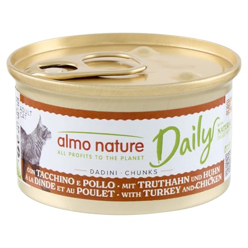 Almo Nature Daily Nassfutter für Erwachsene Katzen in Würfel mit Truthahn und Huhn – Packung mit 2,04 kg (24 x 85 g) Almo Nature Daily Nassfutter für Erwachsene Katzen in Würfel mit Truthahn und Huhn – Packung mit 2,04 kg (24 x 85 g) von almo nature