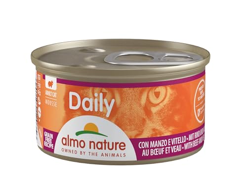 Almo Nature Almo Nature Daily - Komplettnahrung für ausgewachsene Katzen - Rind und Kalb. 24 Dosen à 85 g. von almo nature