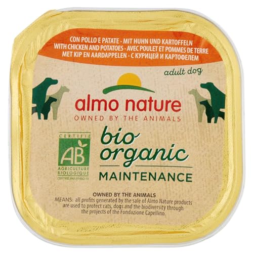 Almo Nature Bio Organic Maintenance Nassfutter für Hunde mit Huhn und Kartoffel, 9er Pack (9 x 300 g) von almo nature