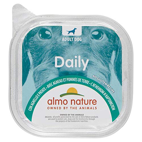 Almo Nature Daily Dog – Nassfutter für Hunde mit Lamm und Kartoffeln – für ausgewachsene Hunde, 9 Schalen à 300 g von almo nature
