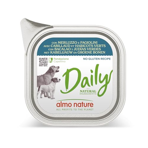 Almo Nature Daily Nassfutter für Erwachsene Hunde mit Kabeljau und e Gartenbohnen - Aluschale 100 g. von almo nature