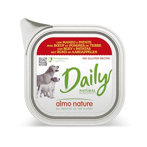 Almo Nature Daily Nassfutter für Erwachsene Hunde mit Rind und Kartoffeln - Aluschale 100 g. von almo nature