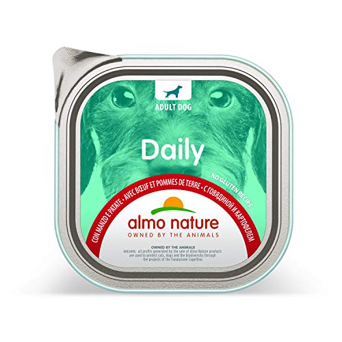 Almo Nature Daily Nassfutter für Erwachsene Hunde mit Rind und Kartoffeln - Aluschale 300 g. von almo nature
