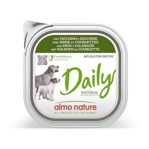Almo Nature Daily, Nassfutter für Erwachsene Hunde mit Truthahn und Zucchini - Packung mit 2,7 kg (9 x 300 g) von almo nature