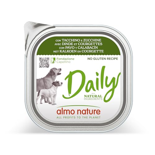 Almo Nature Daily Nassfutter für Erwachsene Hunde mit Truthahn und Zucchini - Aluschale 9 X 300 g von almo nature