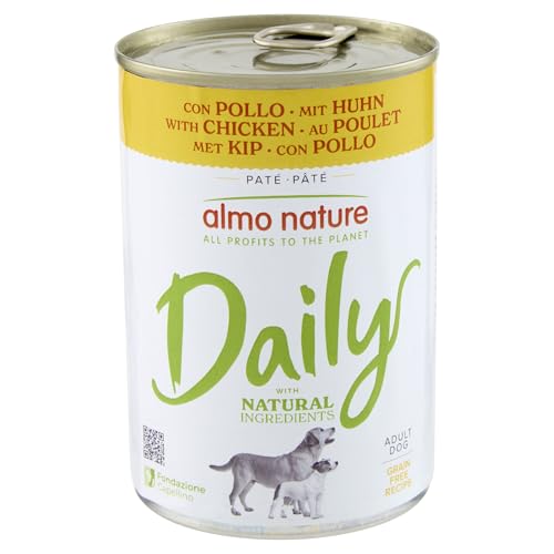 Almo Nature Daily Nassfutter für Hunde mit Huhn- 24er Pack (24 x 400 g) von almo nature