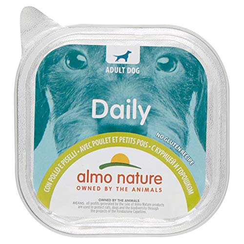 Almo Nature Daily mit Huhn & Erbsen - glutenfreies Rezept - Nassfutter für Erwachsene Hunde - Packung mit 9 x 300 g von almo nature