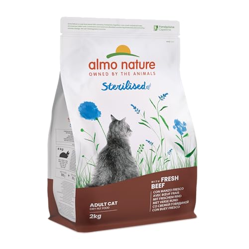 Almo Nature Functional Sterilised, Trockenfutter für Katzen. Mit Frischem Rind. 2 kg von almo nature