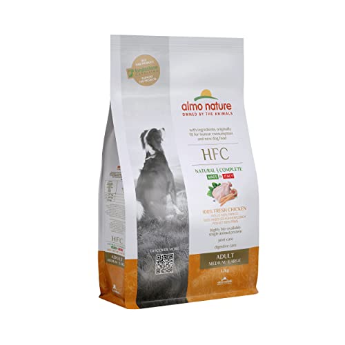 almo nature HFC Adult Dog M/L - 100% Frischer Huhn - Komplett-Trockenfutter für ausgewachsene Hunde, mittelgrosser/grosser Rassen 1.2Kg von almo nature