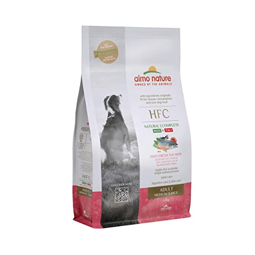 Almo Nature HFC Adult Dog M/L - 100% Frischer Lachs - Komplett-Trockenfutter für ausgewachsene Hunde, mittelgrosser/grosser Rassen 1.2Kg von almo nature