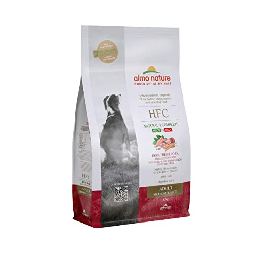 Almo Nature HFC Adult Dog M/L - 100% Frisches Schweinefleisch - Komplett-Trockenfutter für ausgewachsene Hunde, mittelgrosser/grosser Rassen 8 Kg von almo nature