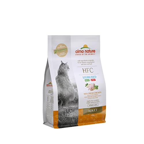 Almo Nature HFC Adult Sterilized - Trockennahrung für Katzen mit frischem Huhn ursprünglich Lebensmittelqualität und werden jetzt für Katzennahrung verwendet von almo nature