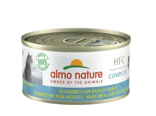 Almo Nature – HFC Complete – Makrele mit Süßkartoffel – Nassfutter für ausgewachsene Katzen, 24 Packungen à 70 g von almo nature