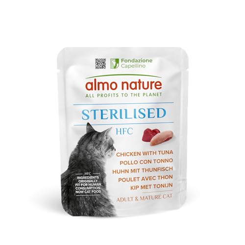 Almo Nature HFC Functional – Sterilised – Nassfutter für ausgewachsene Katzen – Huhn mit Thunfisch – 24 Beutel à 50g von almo nature