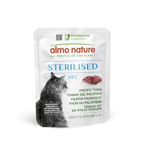 Almo Nature HFC Functional – Sterilised – Nassfutter für ausgewachsene Katzen – Pazifikthunfisch – 24 Beutel à 50g von almo nature