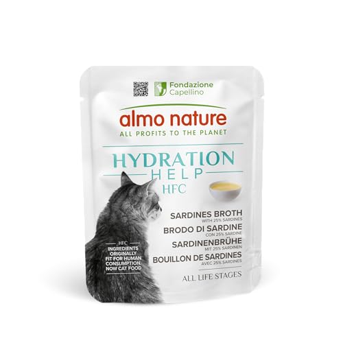 Almo Nature HFC Hydration Help, Nassfutter für Katzen - Sardinenbrühe mit Sardinen - 1,2-kg-Packung (24 x 50 g) von almo nature