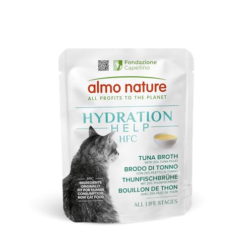 Almo Nature HFC Hydration Help, Nassfutter für Katzen - Thunfischbrühe mit Thunfischfilet - 1,2-kg-Packung (24 x 50 g) von almo nature