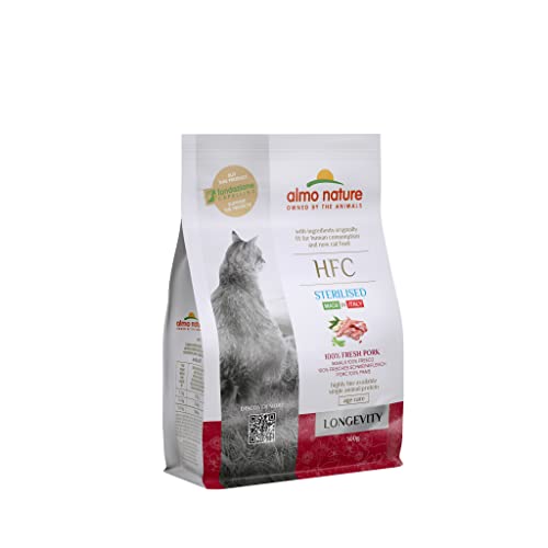 Almo Nature HFC Longevity Sterilized - Trockennahrung für Katzen mit frischem Schweinefleisch ursprünglich Lebensmittelqualität und werden jetzt für Katzennahrung verwendet von almo nature