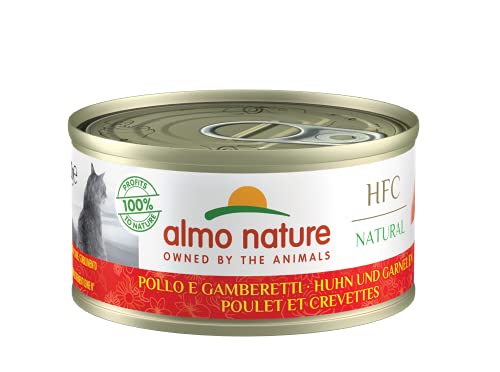 Almo Nature HFC Natural Katzenfutter nass -Huhn und Garnelen 24er Pack (24 x 70g) von almo nature
