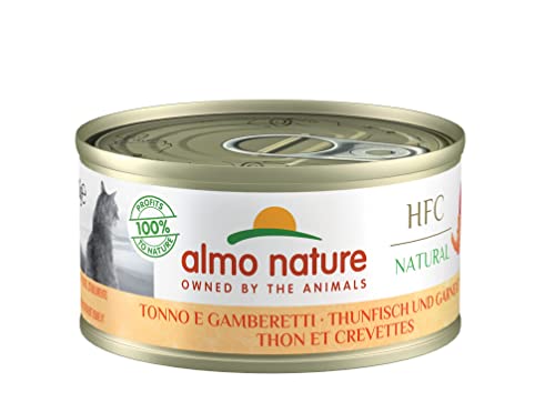 Almo Nature HFC Jelly Katzenfutter nass -Thunfisch und Garnelen 24er Pack (24 x 70g) von almo nature