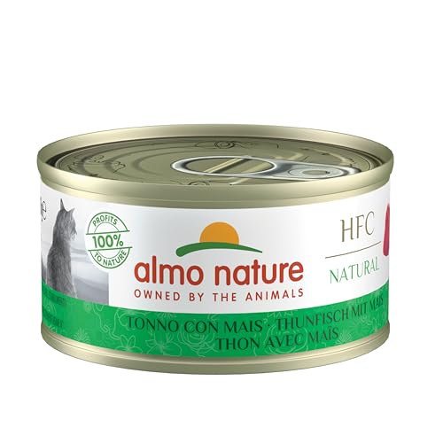 Almo Nature HFC Natural Katzenfutter nass- Thunfisch mit Mais 24er Pack (24 x 70g) von almo nature