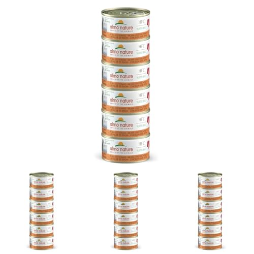Almo Nature HFC Natural Megapack, Nassfutter für Katzen - Huhn und Thunfisch - (6 Dosen à 70 g) (Packung mit 4) von almo nature