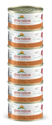 Almo Nature HFC Natural Megapack, Nassfutter für Katzen - Huhn und Thunfisch - (6 Dosen à 70 g) von almo nature