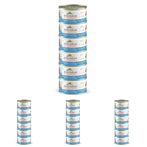 Almo Nature HFC Natural Megapack, Nassnahrung für Katzen - Atlantikthunfisch (6 Dosen x 70g) (Packung mit 4) von almo nature