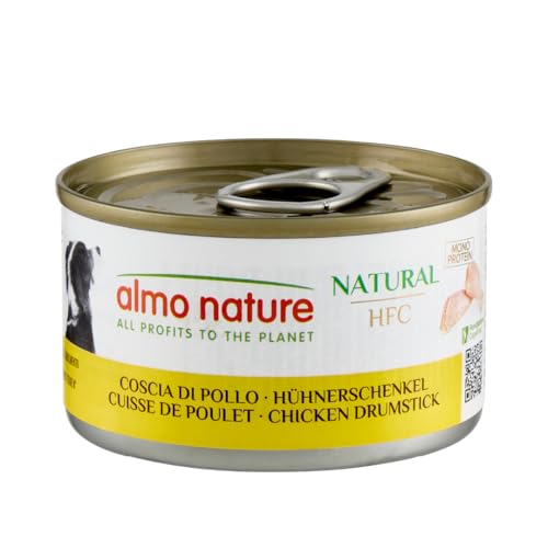 Almo Nature HFC Natural Nassfutter für Erwachsene Hunde Hühnerschenkel - Dose 95 g. von almo nature