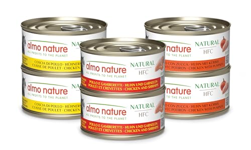 Almo Nature HFC Natural Nassfutter für Katzen - sortierte Rezepte mit Huhn - Packung mit 420 g (6 x 70 g) von almo nature