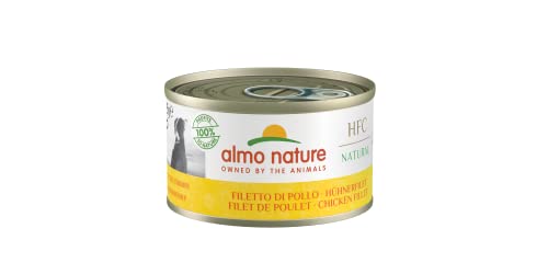 Almo Nature HFC Natural - Nassnahrung für Hunde mit Hühnerfilet ursprünglich Lebensmittelqualität und Werden jetzt für Hundenahrung erwendet, Hühnerfilet (24x95g) von almo nature