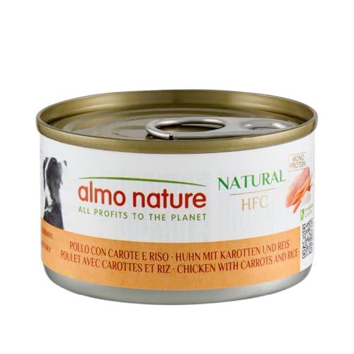 Almo Nature HFC Natural - Nassnahrung für Hunde mit Huhn mit Karotten und Reis ursprünglich Lebensmittelqualität und werden jetzt für Hundenahrung erwendet. von almo nature