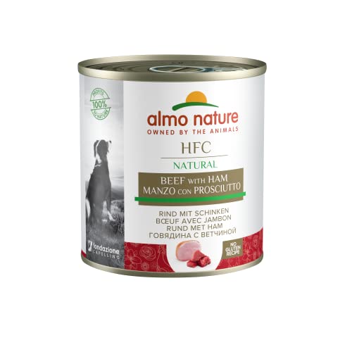 Almo Nature HFC Natural - Nassnahrung für Hunde mit Rind mit Schinken ursprünglich Lebensmittelqualität und werden jetzt für Hundenahrung erwendet. von almo nature