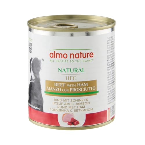 Almo Nature HFC Natural - Nassnahrung für Hunde mit Rind mit Schinken ursprünglich Lebensmittelqualität und werden jetzt für Hundenahrung erwendet. von almo nature