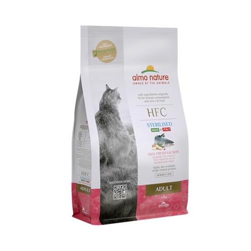 Almo Nature HFC sterilisierter Lachs, komplettes Trockenfutter für ausgewachsene Katzen, mit 100 % HFC frischem Lachs, 1,2 kg Beutel von almo nature