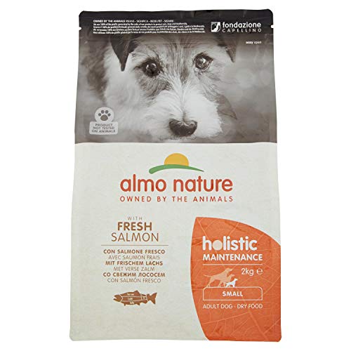 Almo Nature Holistic Adult Dog Maintenance XS/S mit Frischem Lachs- Komplett-Trockenfutter für ausgewachsene Hunde kleiner Rassen - 2kg von almo nature