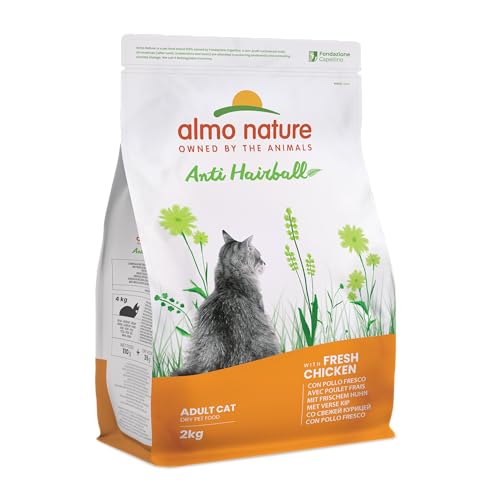 Almo Nature Holistic Functional Anti-Hairball mit frischem Huhn, Trockenfutter gegen Haarbälle für ausgewachsene Katzen, 2 kg von almo nature
