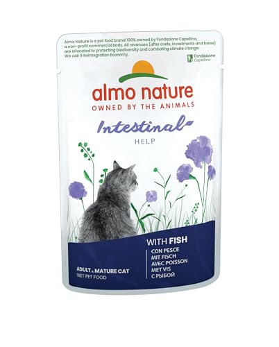 Almo Nature Intestinal Help, Functional Katzenfutter, Nassfutter für ausgewachsene Katzen mit Fisch. 30er Pack (30 x 70g) von almo nature