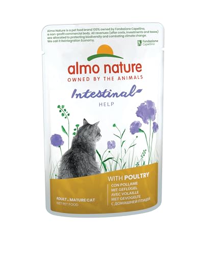 Almo Nature Functional Intestinal Help Katzenfutter, Nassfutter für ausgewachsene Katzen mit Geflügel. 30er Pack (30 x 70g) von almo nature