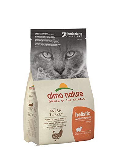 Almo Nature Holistic Adult Cat Maintenance mit Frischem Truthahn und Reis- Trockenfutter für Katzen aller Rassen 6er Pack (6x400g) von almo nature