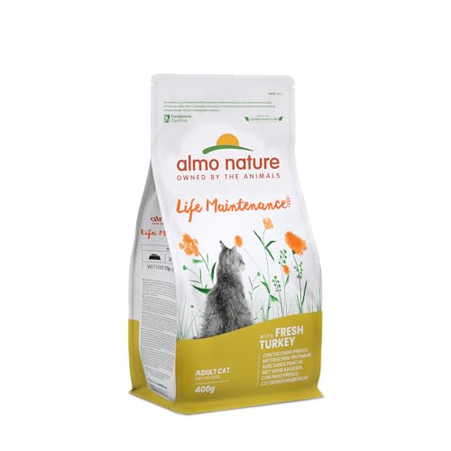 Almo Nature Life Maintenance, Trockenfutter für Erwachsene Katzen mit frischem Truthahn - 400 g Beutel von almo nature