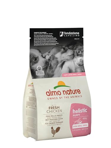 Almo Nature Holistic Puppy XS/Small mit Frischem Huhn- Komplett-Trockenfutter Für Welpen & Junghunde -kleiner Rassen - 6er pack (6x400g) von almo nature